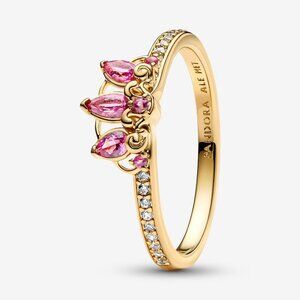 Pandora Gold Ring with Pink and Silver Accents